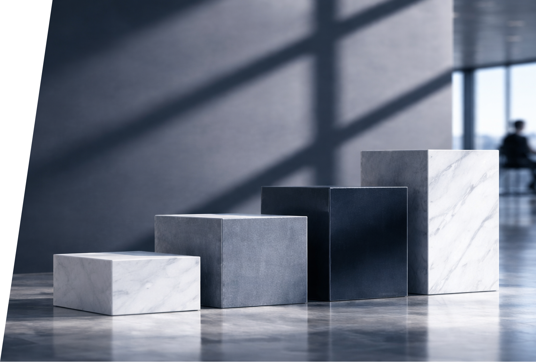 段階的に並ぶブロックで成長を表すイメージ